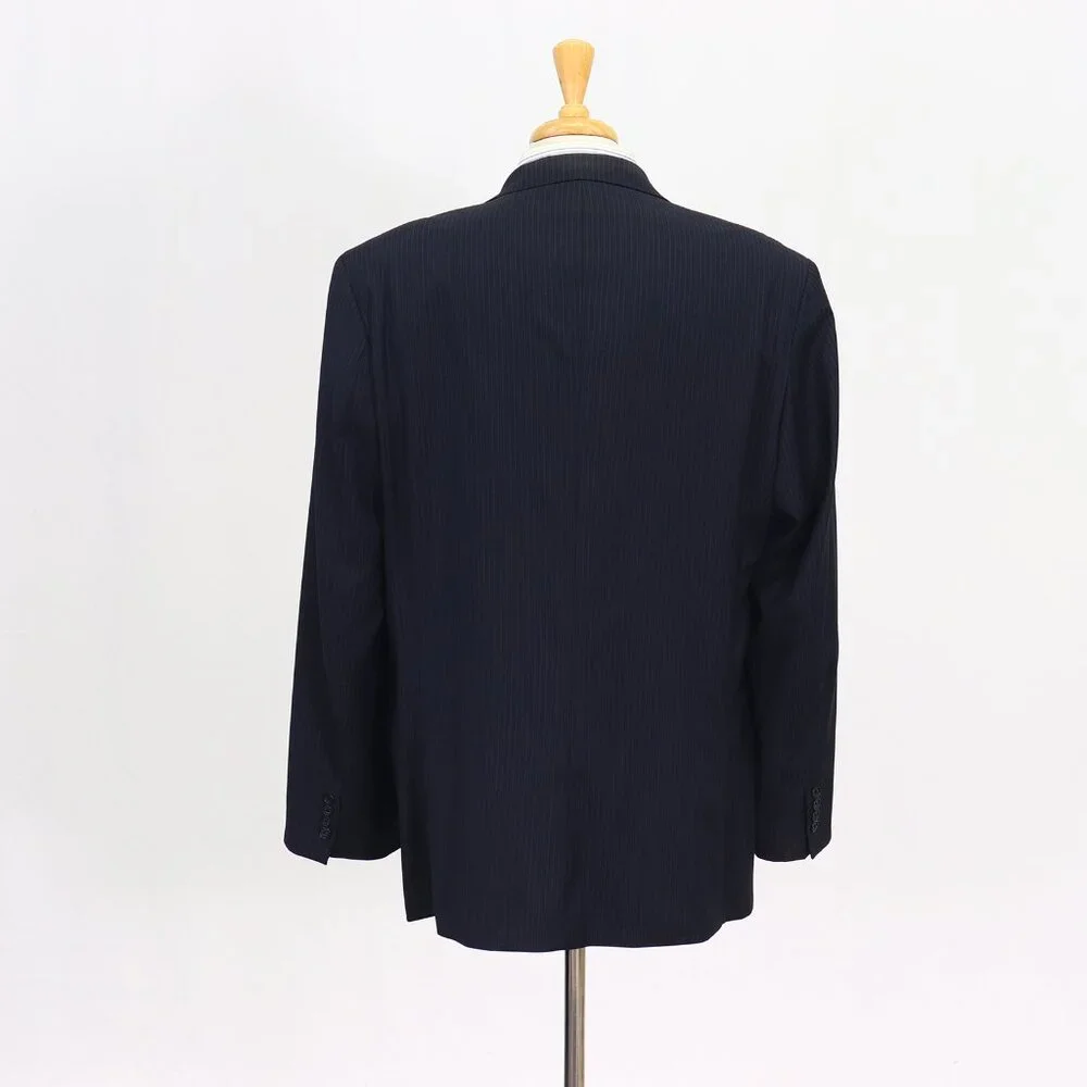 Calvin Klein 48L Navy Blazer Sport Coat Jacket 3-Button Stripe Y893